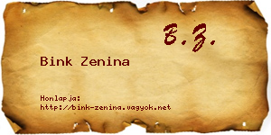 Bink Zenina névjegykártya